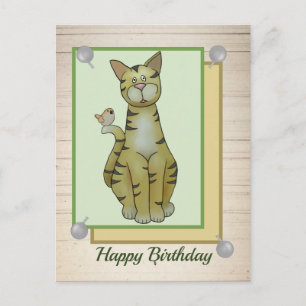 Katze mit Vogel Postcard