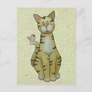 Katze mit Vogel Postcard