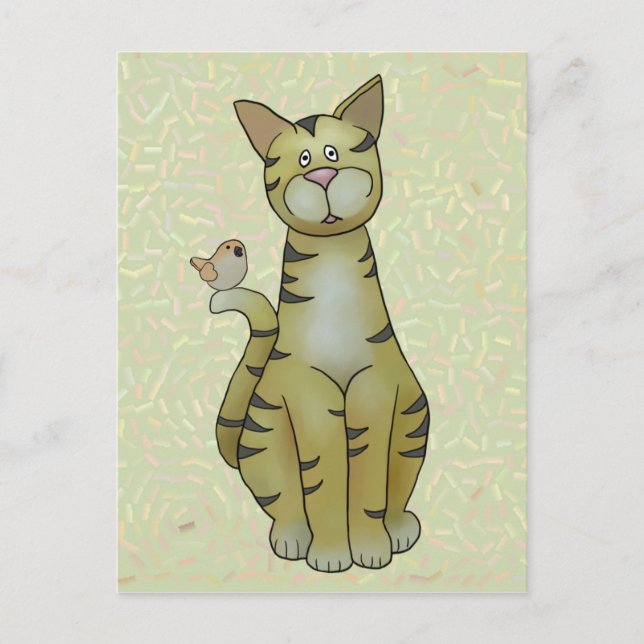 Katze mit Vogel Postcard (Front)