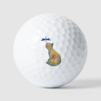 Katze und blaue Libelle Golf Balls