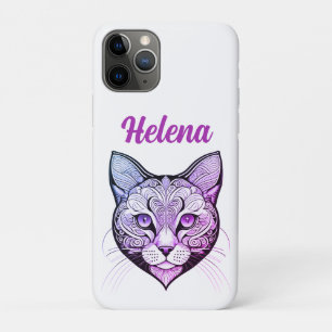 Katzenkopf Farbverlauf blau-lila iPhone 11 Pro Case