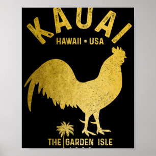 Kauai 1959 The Garden Isle Chicken Hawaii Vintage  Poster