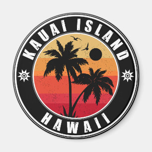 Kauai Beach Hawaii Retro Palm Trees 60s Souvenirs Magnet