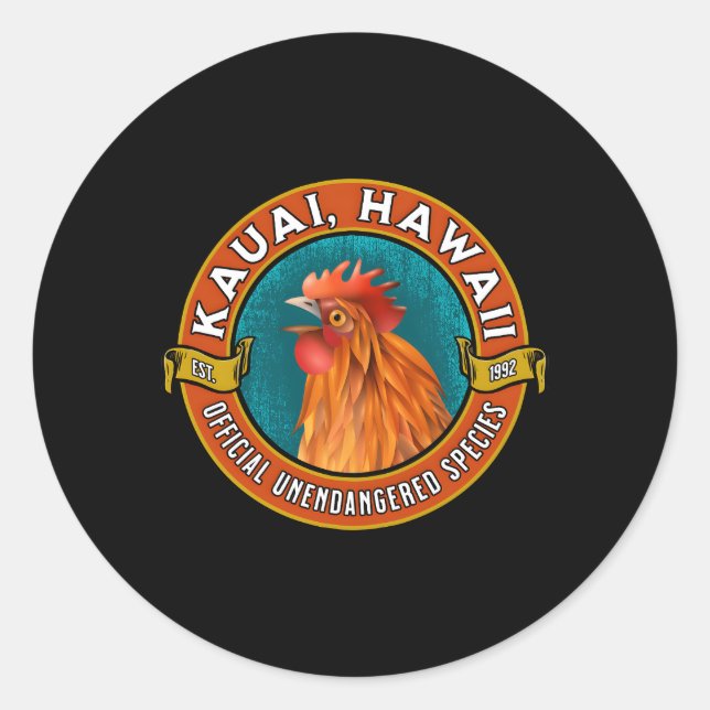 Kauai Chicken Official Unendangered Species Classic Round Sticker (Front)