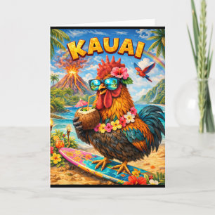 Kauai Chicken Rooster Coffee Coconut In Hawaii Card