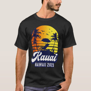 Kauai Hawaii 2023 Hawaiian Sunset Beach Retro T-Shirt