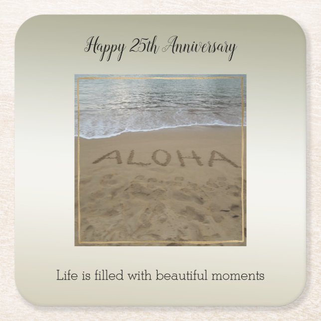 Kauai Hawaii Aloha Beach Beautiful Moments         Square Paper Coaster (Front)