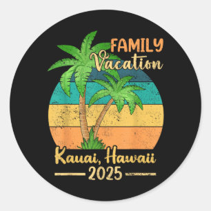 Kauai Hawaii Beach Family Vacation 2025 Summer Classic Round Sticker