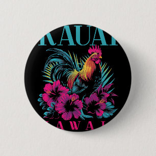 Kauai Hawaii Chicken Hawaiian Hibiscus Flowers Vin 6 Cm Round Badge