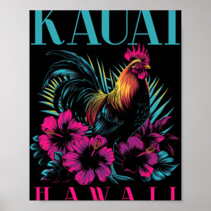 Kauai Hawaii Chicken Hawaiian Hibiscus Flowers Vin Poster