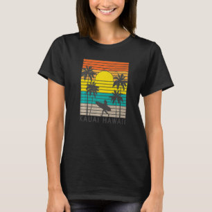 Kauai Hawaii HI Beach Surfer Girl Surfing Palm Tre T-Shirt