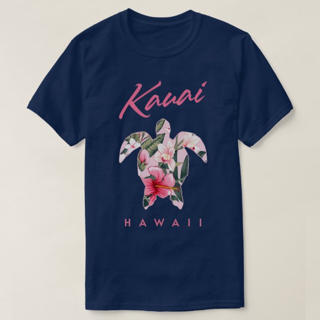 Kauai Hawaii Hibiscus Flower Sea Turtle TShirt 2 (Design Front)
