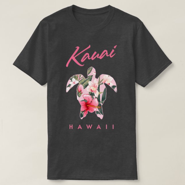 Kauai Hawaii Hibiscus Flower Sea Turtle TShirt 6 (Design Front)