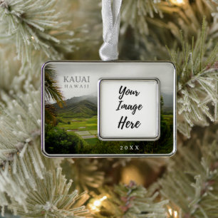 Kauai Hawaii Landscape Photography w/ Year Silver Plated Framed Ornament