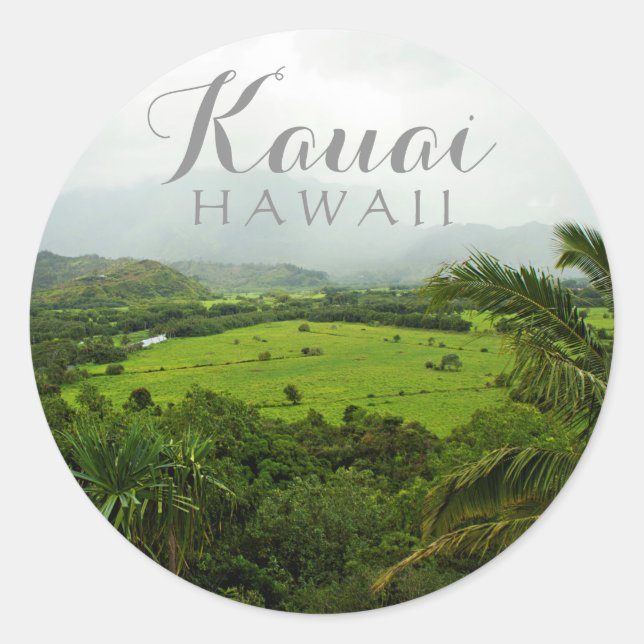Kauai, Hawaii Landscape Scene Classic Round Sticker (Front)