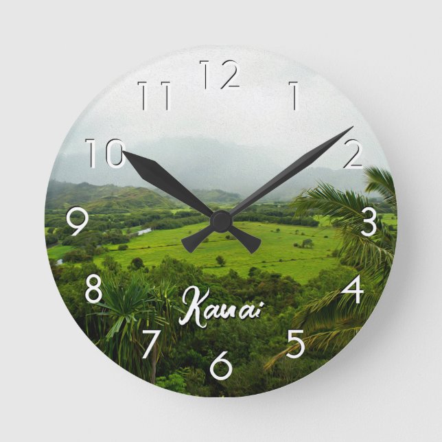 Kauai, Hawaii Landscape Scene Round Clock (Front)