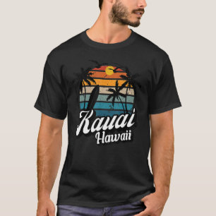 Kauai Hawaii Palm Tree Surf Reunion Vacay Retro Be T-Shirt