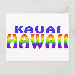 Kauai Hawaii rainbow words Postcard
