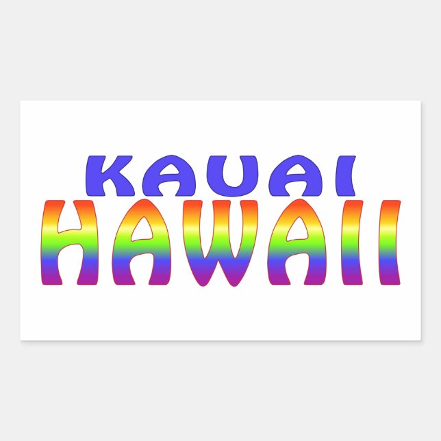 Kauai Hawaii rainbow words Rectangular Sticker (Front)