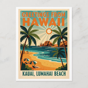Kauai, Hawaii Retro Travel  Postcard