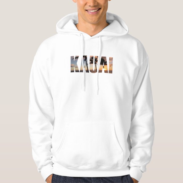 Kauai, Hawaii Sunset with Palm Trees Hoodie (Front)