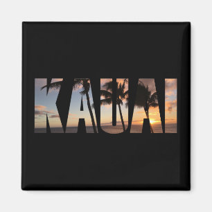 Kauai, Hawaii Sunset with Palm Trees Magnet