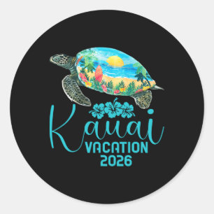 Kauai Hawaii Trip 2026 Sea Turtle Summer Vacation Classic Round Sticker