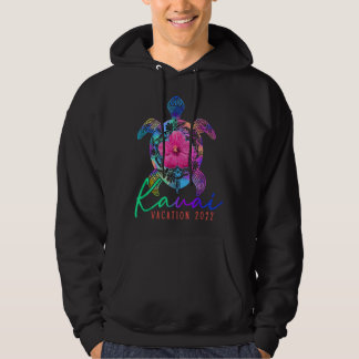 Kauai Hawaii Vacation 2022 Sea Turtle Flower Tropi Hoodie