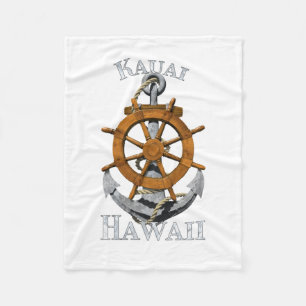 Kauai Hawaii Vacation Nautical Anchor Helm Sailing Fleece Blanket