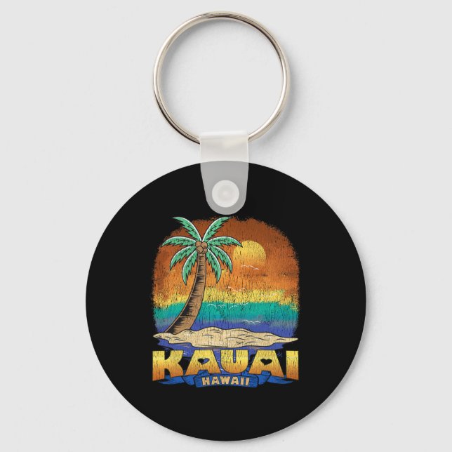 Kauai Hawaii Vintage Distressed Souvenir  Key Ring (Front)