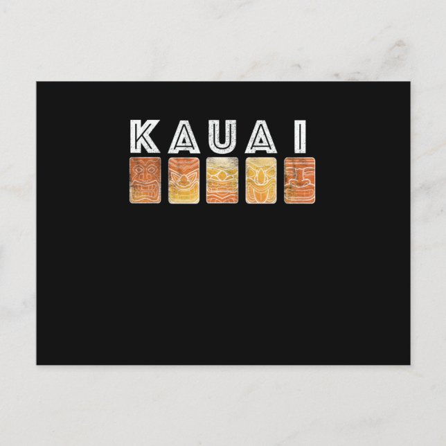 Kauai Hawaii Vintage Tiki Masks Postcard (Front)