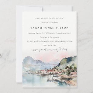 Kauai Hawaii Watercolor Landscape Birthday Invitation