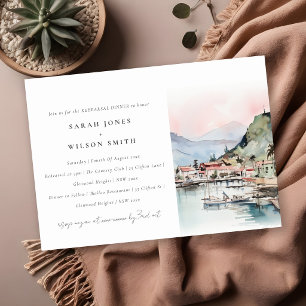 Kauai Hawaii Watercolor Landscape Rehearsal Dinner Invitation