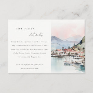 Kauai Hawaii Watercolor Landscape Wedding Detail Enclosure Card