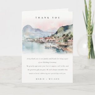 Kauai Hawaii Watercolor Landscape Wedding Thank You Card