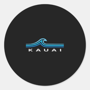 Kauai Hawaii Waves Vintage Mens Womens Girls Boys Classic Round Sticker