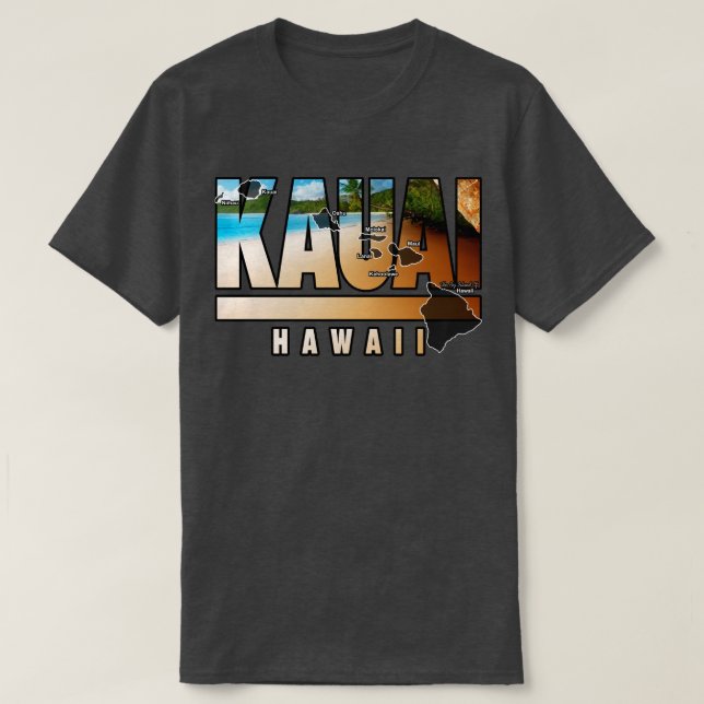 Kauai Hawaii With Hawaiian Islands T-Shirt (Design Front)