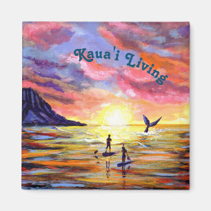 Kauai Living Ocean Paddle Boarding  Magnet