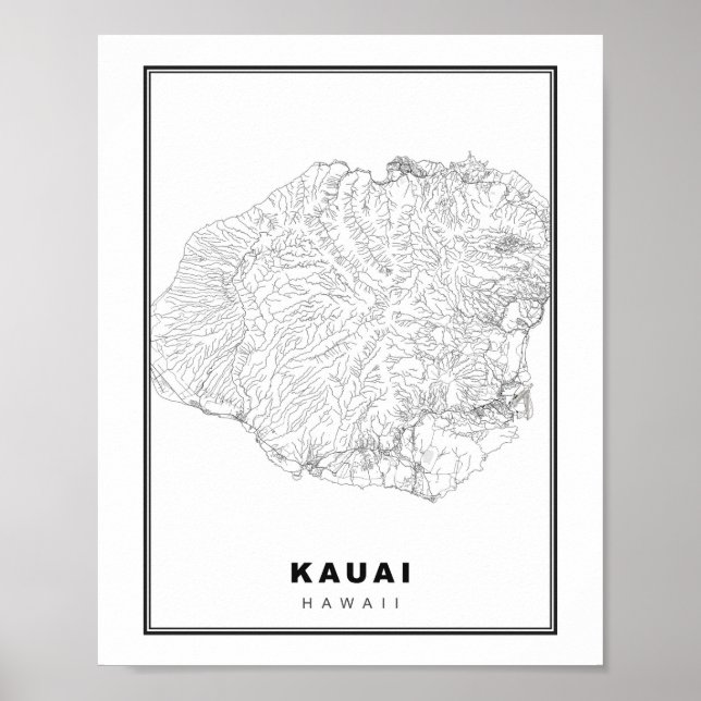 Kauai Map Poster (Front)