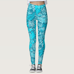 Kauai Morning Hawaiian Protea Floral Leggings