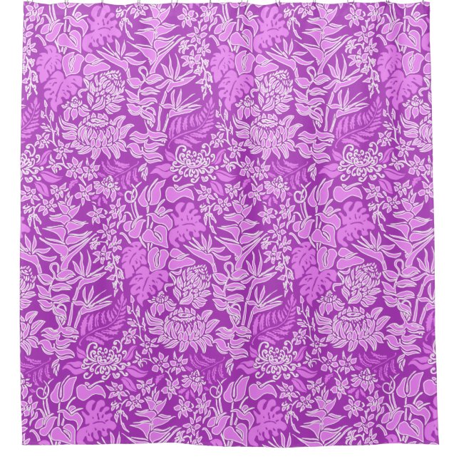 Kauai Morning Hawaiian Protea Floral Shower Curtain (Front)