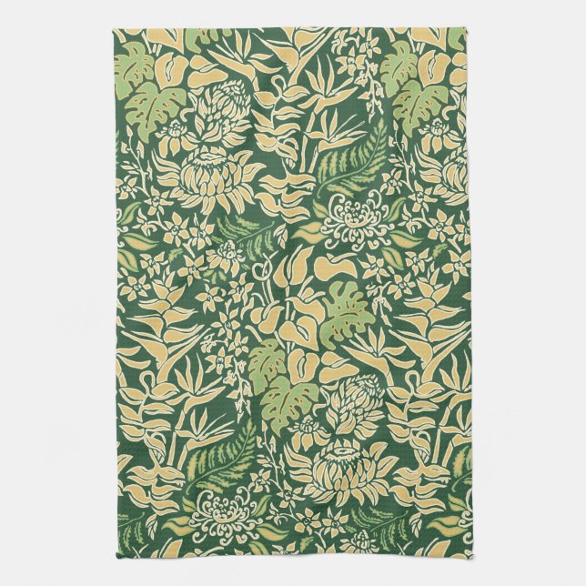 Kauai Morning Hawaiian Protea Floral Tea Towel (Vertical)