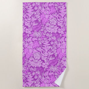 Kauai Morning Hawaiian Protea Floral - Violet Beach Towel