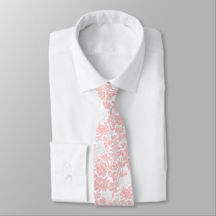 Kauai Morning White Hawaiian Floral Silver Guava Tie