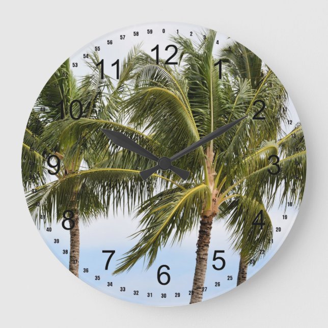 Kauai Palm trees Large Clock (Front)