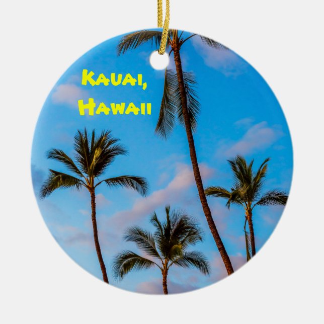 Kauai Palms Ceramic Ornament (Front)