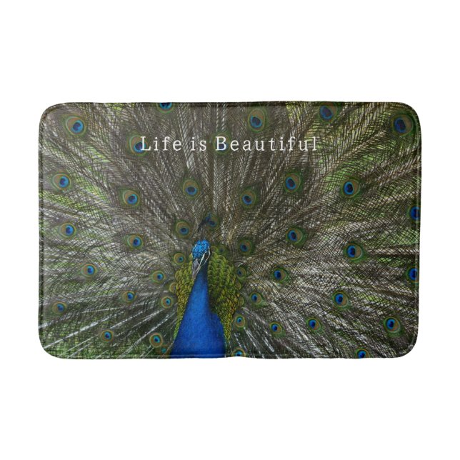 Kauai Peacock Bath Mat (Front)