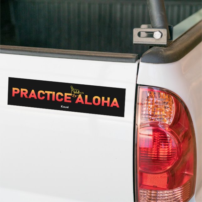 Kauai Practice Aloha Lava Shaka (Hang loose) Bumper Sticker (On Truck)