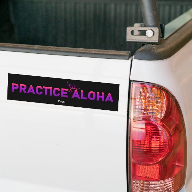 Kauai Practice Aloha PurpleRay Shaka (Hang loose) Bumper Sticker (On Truck)