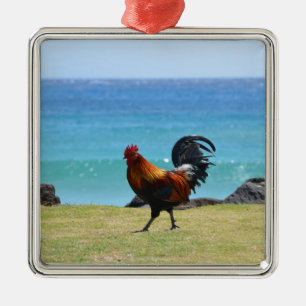 Kauai rooster metal ornament